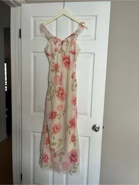 Sheer Floral Maxi Slip Dress in Blush Pink